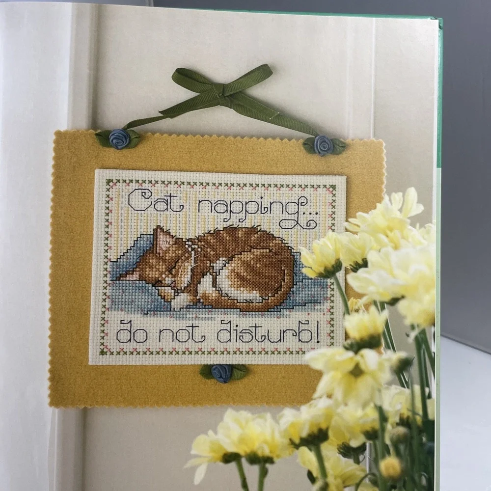 Cross Stitch Wit & Wisdom Craft Book Hardcover by Joan Elliott Kitty Cat